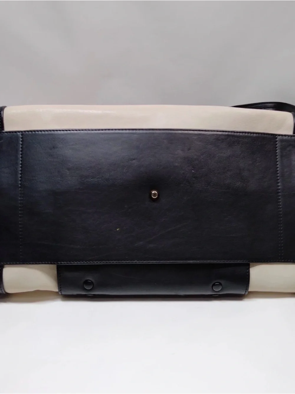Chloe Alice Two-Tone Black and Cream Structured Satchel with Top Handles